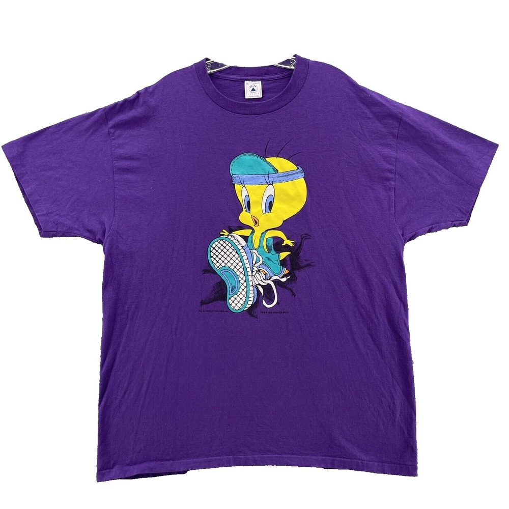 VTG Delta T-Shirt XL Purple Sportswear Tweety Retro 90's USA Made Streetwear 90s